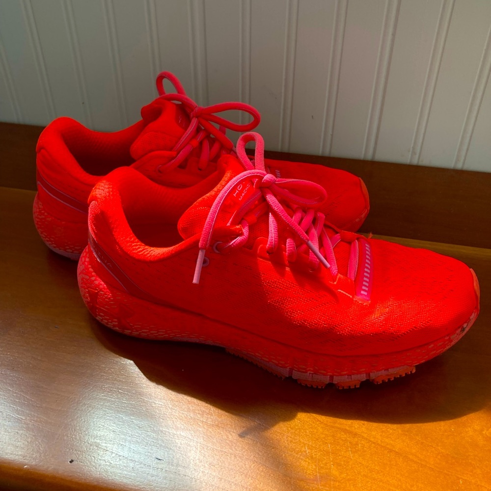 Under Armour women’s athletic shoes. Bright coral.